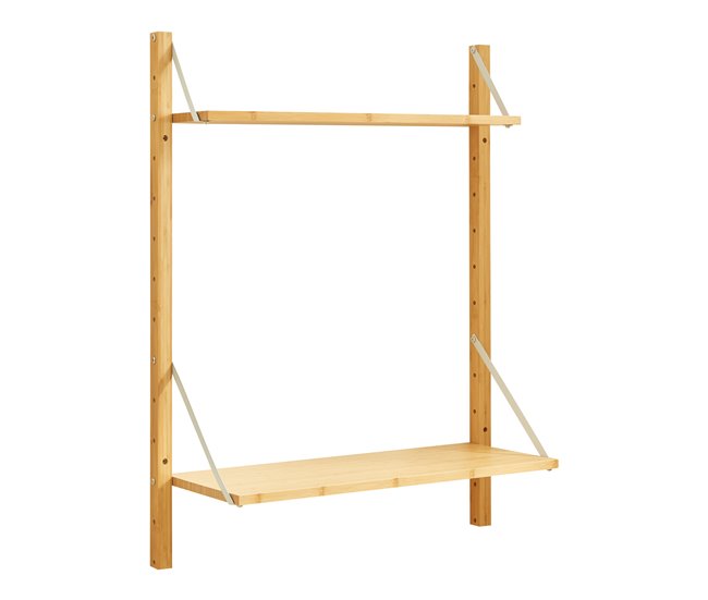 Conforama Estantería de pared Tingvoll con 2 estantes 85x65x25cm - Bambú [en.casa]
