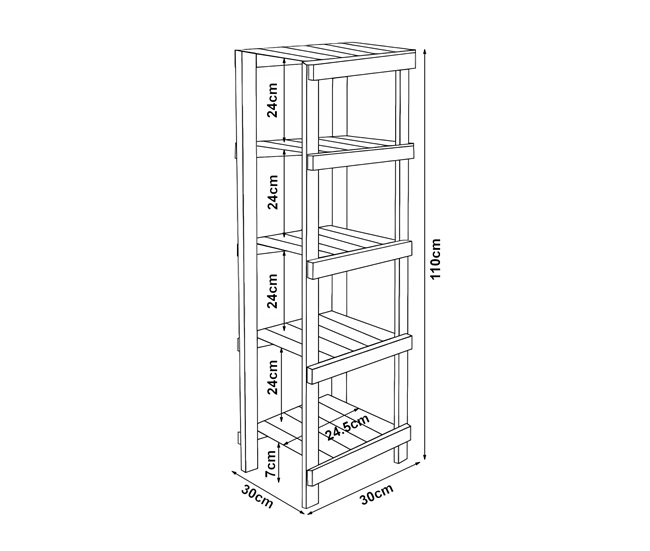 Conforama Estantería De Pie Para Baño Kinnula Con 5 Estantes Pino 110x30x30cm - Natural [en.casa]