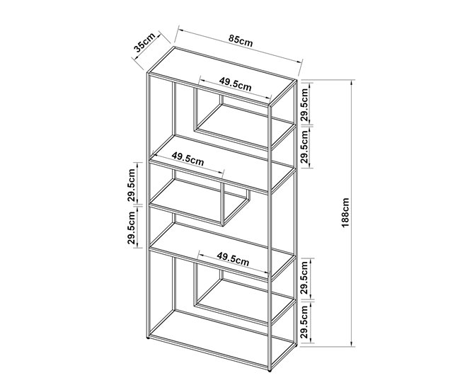 Conforama Estantería De Pie Vehmaa De 6 Compartimentos Abiertos Con Diseño Industrial Acero 188 X 85 X 35 Cm - Negro [en.casa]