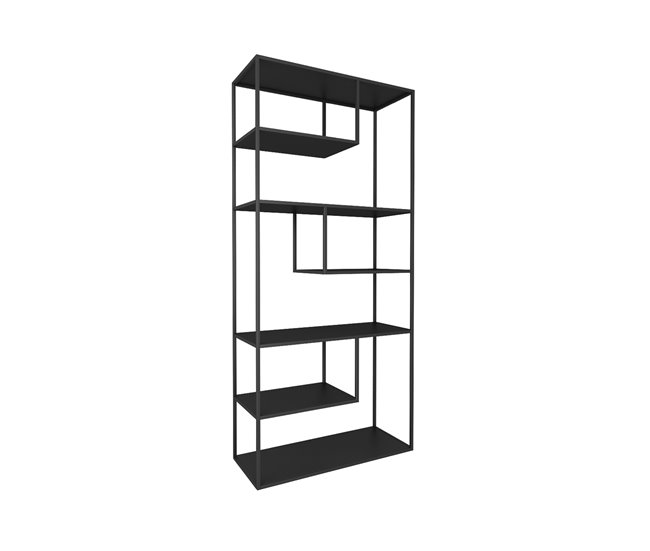 Conforama Estantería de pie Vehmaa de 6 compartimentos abiertos con diseño industrial acero 188 x 85 x 35 cm - Negro [en.casa]