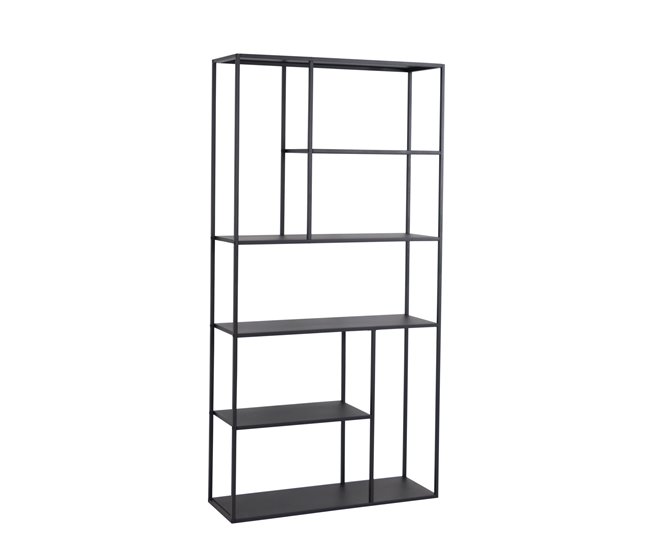 Conforama Estantería de pie Vehmaa de 7 compartimentos abiertos con diseño industrial acero 188 x 90 x 35 cm - Negro [en.casa]