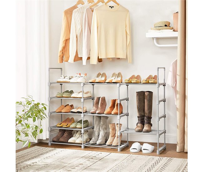 Conforama Estantería De Zapatos De Hierro Gris Con 10 Niveles Modulables - L45 X H174 Cm