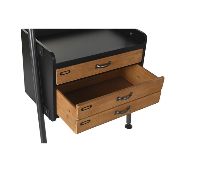 Conforama Estantería DKD Home Decor Abeto Natural Negro Metal 1 Estante (67 X 40 X 155 Cm)