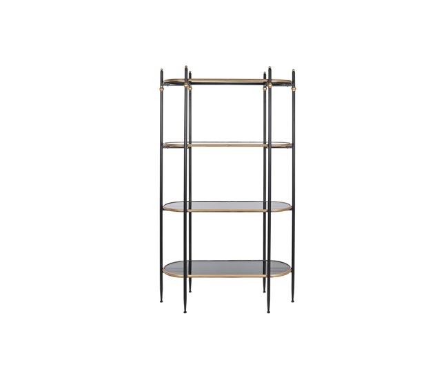 Conforama Estantería DKD Home Decor Negro Dorado Metal Cristal 103 X 42 X 180 Cm (1)