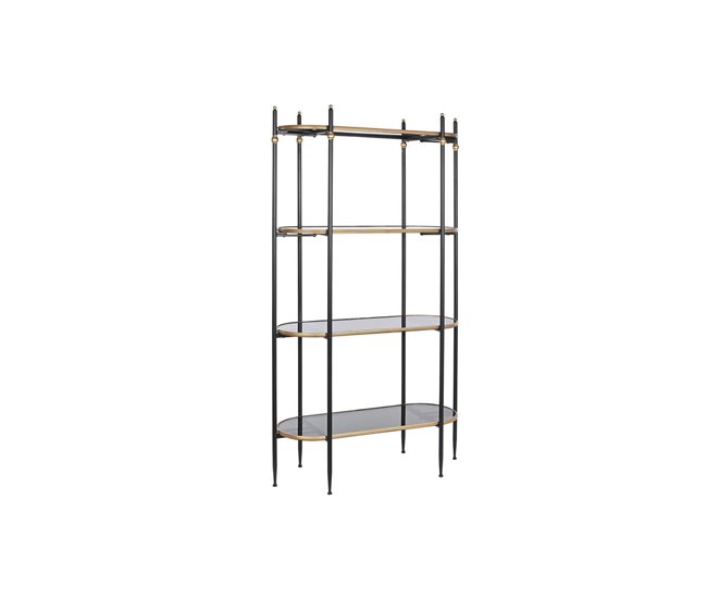 Conforama Estantería DKD Home Decor Negro Dorado Metal Cristal 103 x 42 x 180 cm (1)