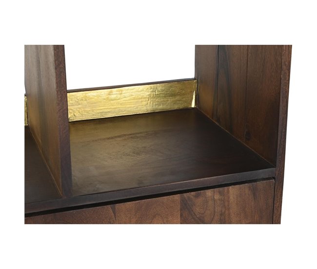 Conforama Estantería DKD Home Decor Negro Dorado Metal Marrón Oscuro Madera De Mango 4 Estantes (90 X 35 X 200 Cm)