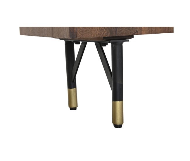 Conforama Estantería DKD Home Decor Negro Dorado Metal Marrón Oscuro Madera De Mango 4 Estantes (90 X 35 X 200 Cm)