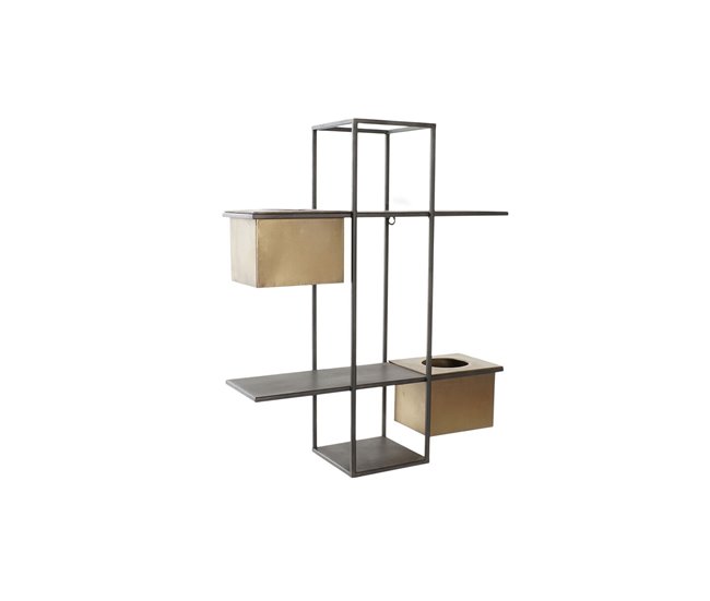 Conforama Estantería DKD Home Decor Negro Metal Cobre 2 Estantes (50 x 16 x 60 cm)