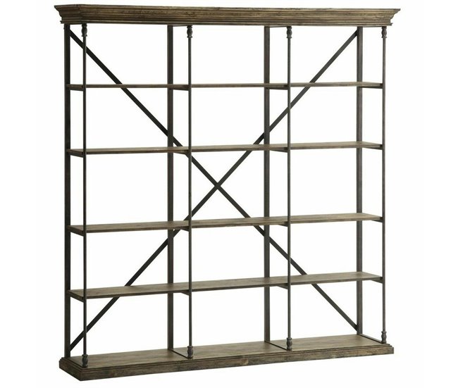 Conforama Estantería DKD Home Decor Sheesham Marrón Marrón oscuro Gris claro Madera Metal 213 x 43 x 220 cm