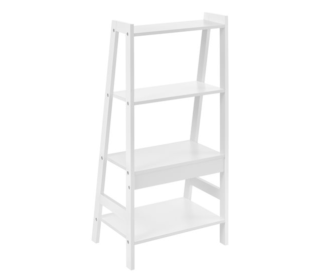 Conforama Estantería Escalera Con 4 Compartimientos MDF 90x43x32cm - Blanco [en.casa]