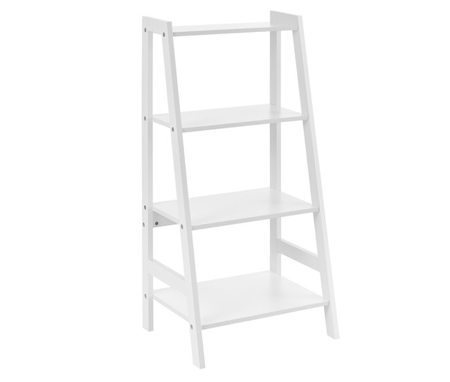Conforama Estantería escalera con 4 compartimientos MDF 90x43x32cm - Blanco [en.casa]