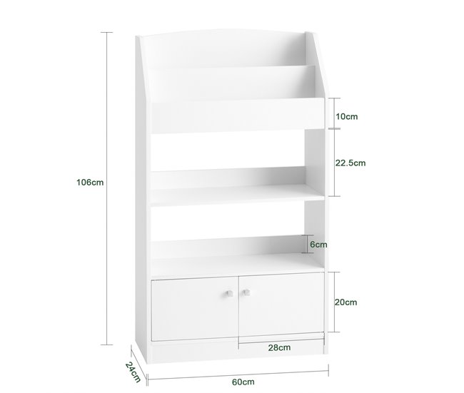 Conforama Estantería Estándar Infantil Para LibrosBlancoMDF Y PBH107cm KMB11-W SoBuy