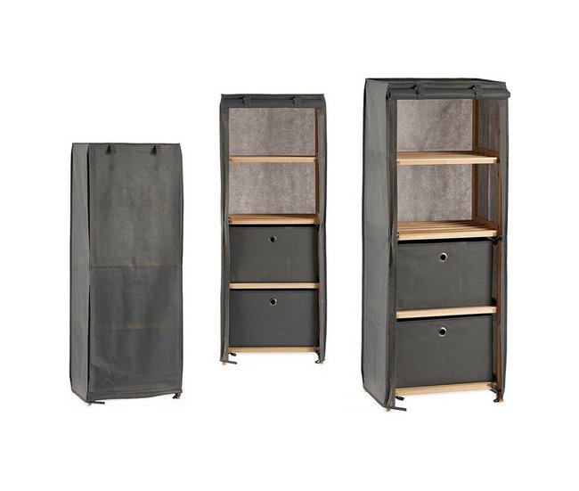 Conforama Estantería Gris Madera Tela (28 X 113 X 42 Cm)