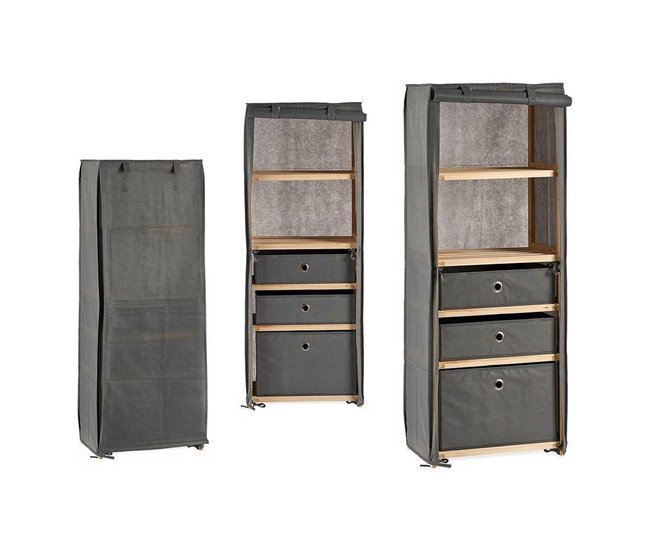 Conforama Estantería Gris Madera Tela (28 X 113 X 42 Cm)