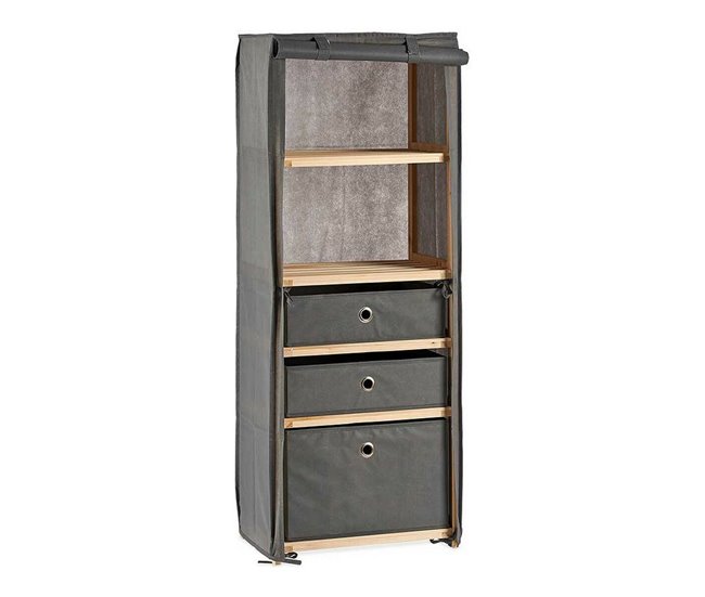 Conforama Estantería Gris Madera Tela (28 x 113 x 42 cm)