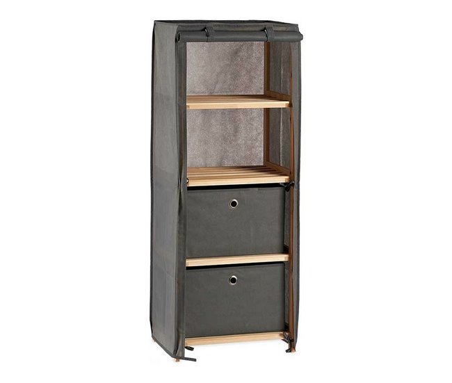 Conforama Estantería Gris Madera Tela (28 x 113 x 42 cm)