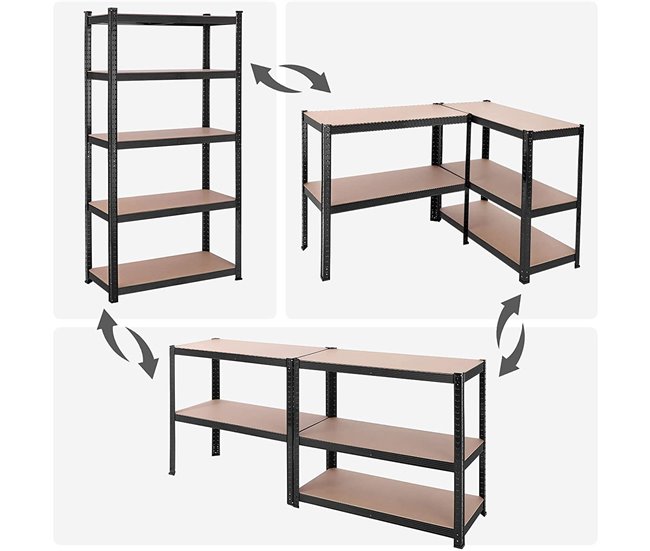 Conforama Estantería Industrial De 5 Niveles Modular En Escritorio - L90 X H180 Cm