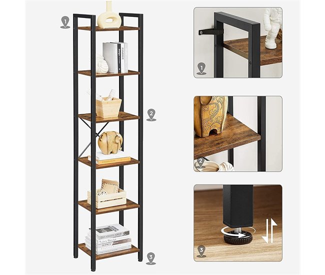 Conforama Estantería Industrial De Metal Y Madera De 6 Niveles - L40 X H187.5 Cm