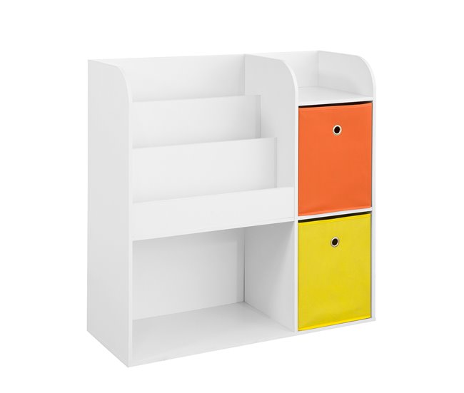Conforama Estantería Infantil con Cajas de Colores Estantería de Almacenamiento Multifuncional con 2 Cajas 89 x 35 x 88 cm KMB37-W SoBuy