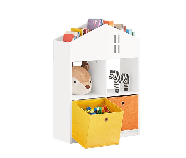 Conforama Estantería Infantil de Juguetes y Libros Librería Infantil con 2 Cestas 65 x 27 x 91cm KMB49-W SoBuy