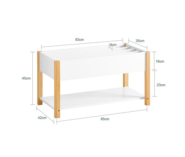 Conforama Estantería Infantil Multifuncional Organizador De Juguetes Y Libros De 2 Estantes 85 X 42 X 45 Cm KMB35-W SoBuy