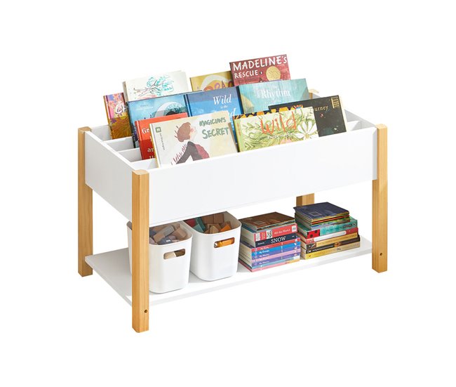 Conforama Estantería Infantil Multifuncional Organizador de Juguetes y Libros de 2 estantes 85 x 42 x 45 cm KMB35-W SoBuy