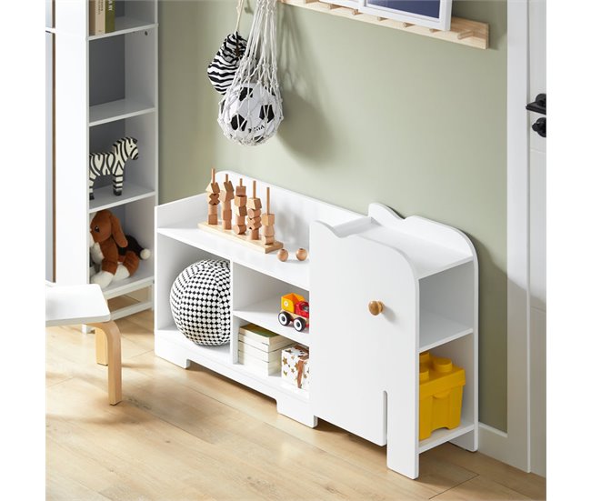 Conforama Estantería Infantil Organizador De Juguetes Multifuncional Con 1 Gancho Y 5 Compartimientos Con Forma De Elefante KMB62-W SoBuy