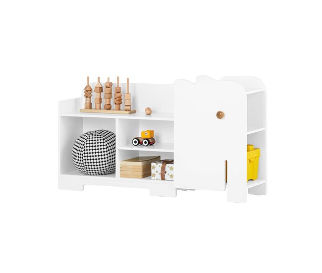 Conforama Estantería Infantil Organizador de Juguetes Multifuncional con 1 Gancho y 5 Compartimientos con Forma de Elefante KMB62-W SoBuy