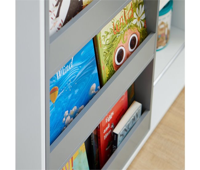 Conforama Estantería Infantil Para Guardar Armario Auxiliar Para Niño Con Puertas Correderas Organizador De Juguetes KMB33-W SoBuy