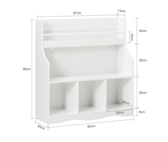 Conforama Estantería Infantil Para Libros Organizador De Juguetes Multifuncional Con 3 Compartimientos Y 1 Estante KMB57-W SoBuy