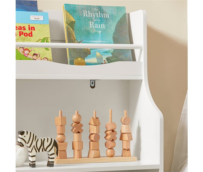 Conforama Estantería Infantil Para Libros Organizador De Juguetes Multifuncional Con 3 Compartimientos Y 1 Estante KMB57-W SoBuy