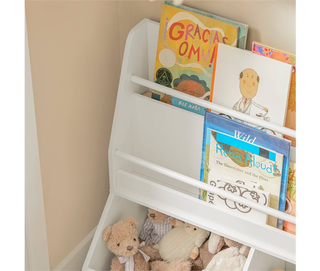 Conforama Estantería Infantil Para Libros Organizador De Juguetes Multifuncional Con 2 Compartimientos Y 2 Estantes KMB56-W SoBuy