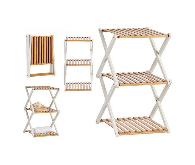 Conforama Estantería Marrón Blanco Plegable Madera (32 X 65 X 39 Cm)