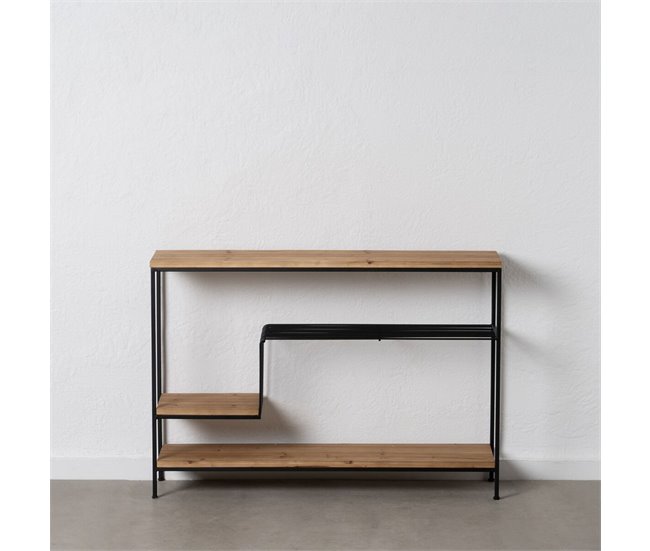 Conforama Estantería Marrón Negro Madera Hierro 110 X 28 5 X 76 Cm