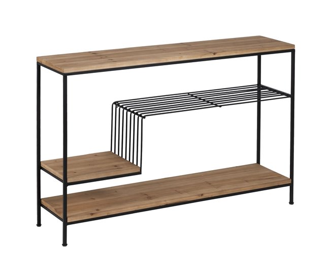 Conforama Estantería Marrón Negro Madera Hierro 110 x 28 5 x 76 cm