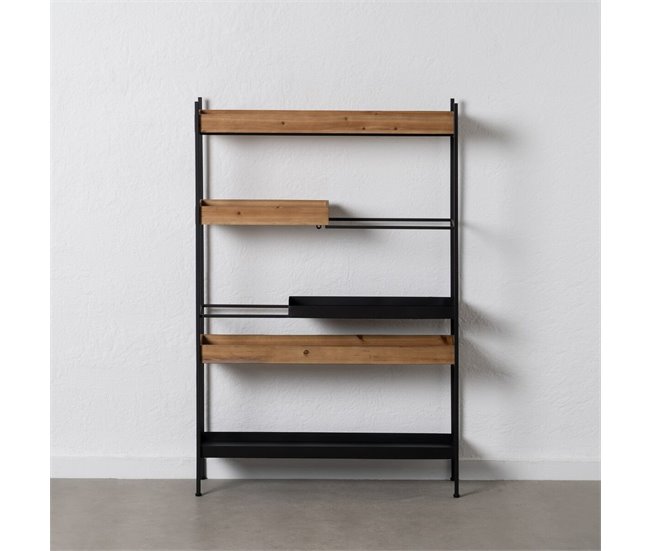 Conforama Estantería Marrón Negro Madera Hierro 85 X 26 X 130 Cm
