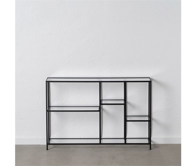 Conforama Estantería Negro Cristal Hierro 110 X 26 X 74 Cm