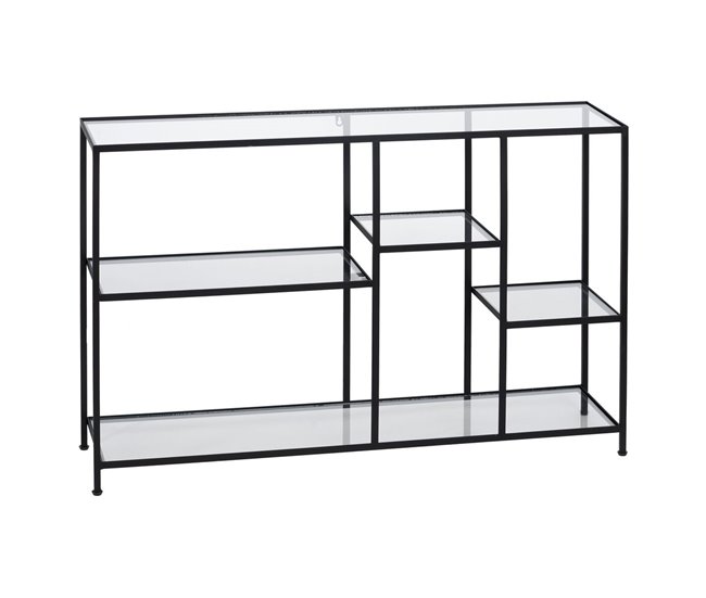 Conforama Estantería Negro Cristal Hierro 110 x 26 x 74 cm