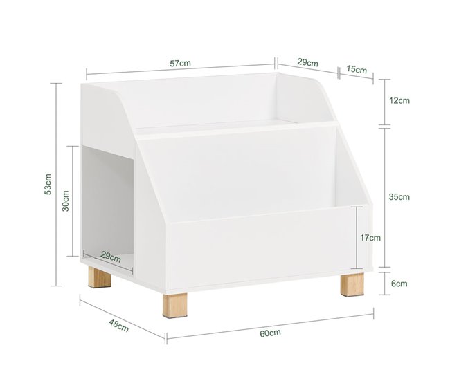 Conforama Estantería Para Niños Con 2 Estantes Y 1 Compartimiento Librería Infantil Para Habitación Organizador Multiusos KMB54-W SoBuy