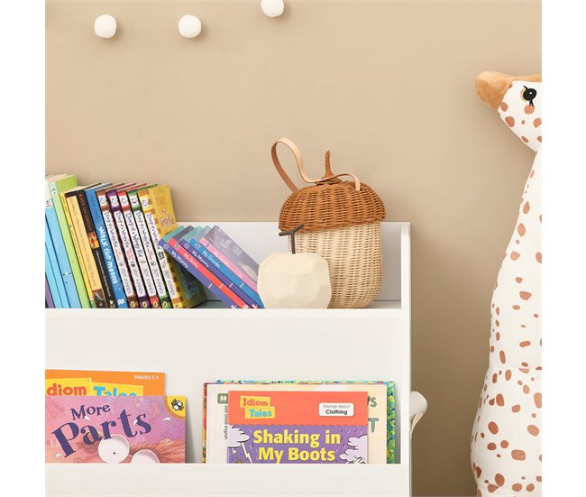 Conforama Estantería Para Niños Con 2 Estantes Y 1 Compartimiento Librería Infantil Para Habitación Organizador Multiusos KMB54-W SoBuy