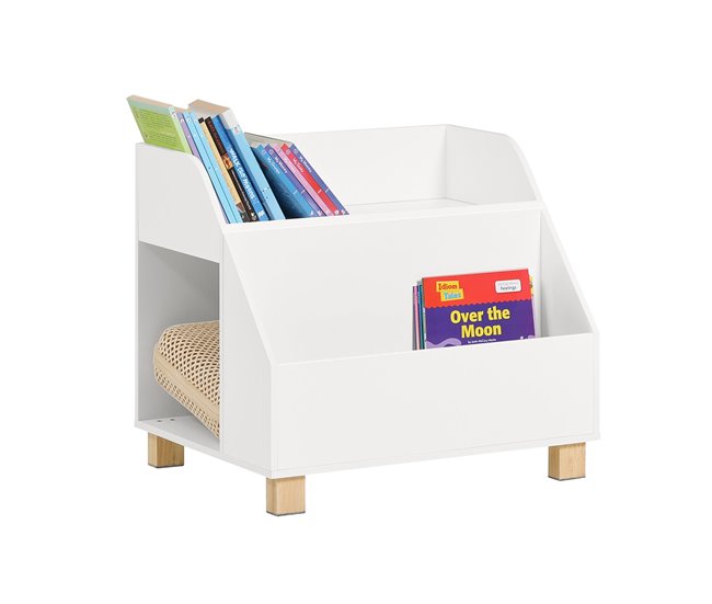 Conforama Estantería para Niños con 2 estantes y 1 compartimiento Librería Infantil para Habitación Organizador Multiusos KMB54-W SoBuy
