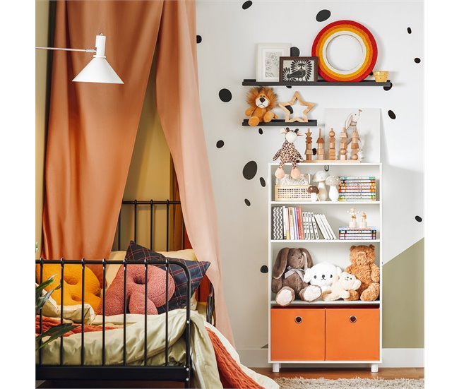 Conforama Estantería Para Niños SoBuy KMB68-W De 3 Niveles Blanco/naranja 60x25x110 Cm