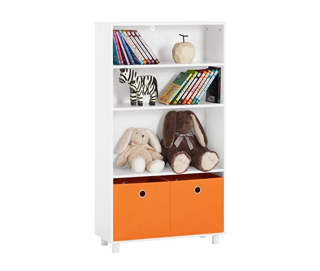 Conforama Estantería para Niños SoBuy KMB68-W de 3 Niveles blanco/naranja 60x25x110 cm