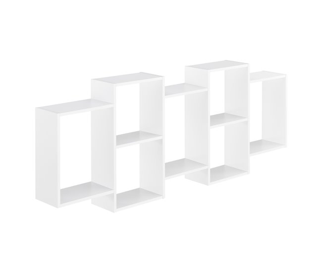Conforama Estantería Para Pared Jessheim Con 7 Compartimientos Aglomerado 161 X 18 X 65 Cm - Blanco Lacado Mate [en.casa]