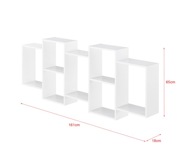 Conforama Estantería Para Pared Jessheim Con 7 Compartimientos Aglomerado 161 X 18 X 65 Cm - Blanco Lacado Mate [en.casa]