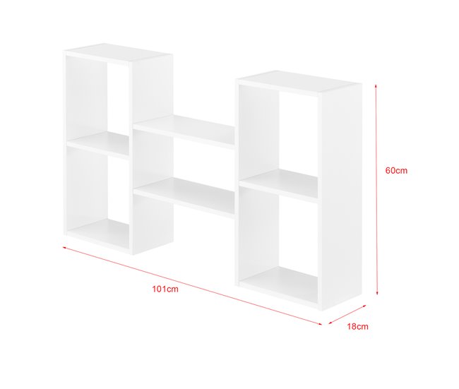 Conforama Estantería Para Pared Lillesand Con 5 Compartimientos 101 X 18 X 60 Cm - Blanco Mate [en.casa]