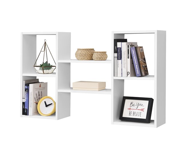Conforama Estantería para Pared Lillesand con 5 Compartimientos 101 x 18 x 60 cm - Blanco mate [en.casa]