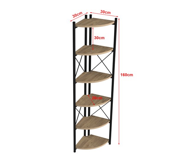 Conforama Estantería Para Plantas Ulfborg Con 6 Estantes Metal/aglomerado 160x30x30 Cm - Efecto Madera Negro [en.casa]