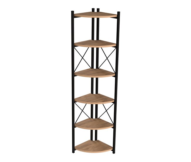 Conforama Estantería Para Plantas Ulfborg Con 6 Estantes Metal/aglomerado 160x30x30 Cm - Efecto Madera Negro [en.casa]