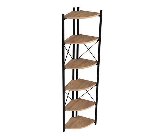 Conforama Estantería para plantas Ulfborg con 6 estantes metal/aglomerado 160x30x30 cm - Efecto madera Negro [en.casa]